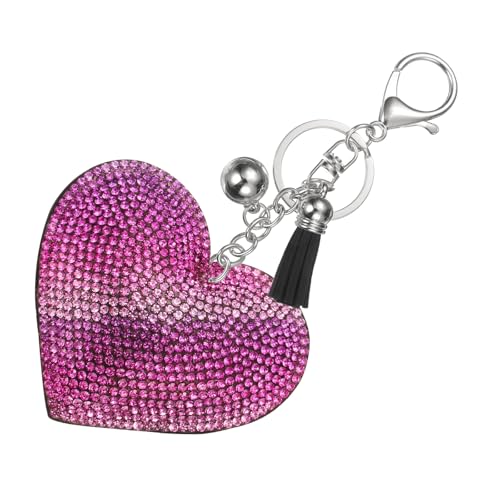 PATIKIL Rhinestone Keychains for Women, Cute Bling Heart Shape Purse Charm for Bag Handbags Car Keys - color: Gold-pink Colors