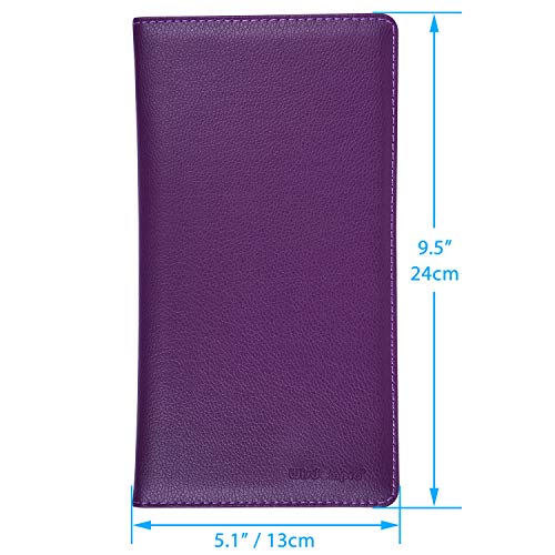 Wisdompro Car Document Holder Organiser, PU Leather Vehicle Insurance and Registration Holders Wallet Case for ID Card, Driving Licence, Key Contact Information Cards - color: Purple