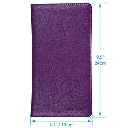 Wisdompro Car Document Holder Organiser, PU Leather Vehicle Insurance and Registration Holders Wallet Case for ID Card, Driving Licence, Key Contact Information Cards - color: Purple