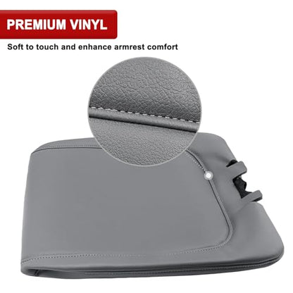 KBH Center Console Armrest Cover Replacement for 2013-2018 Ram 1500, 2013-2025 Ram 1500 Classic/2500/3500, 40/20/40 Jump Seat, Vinyl Leather, Anti-Scratch, Gray