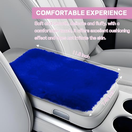 Wuyaoyao 10PCS Fluffy Car Accessories Set for Women Girls, Cute Furry Steering Wheel Cover, Gear Shift & Handbrake Cover, Armrest Pad, Seat Belt Shoulder Pads, Diamond Ignition Ring & Cup Mats (Blue)