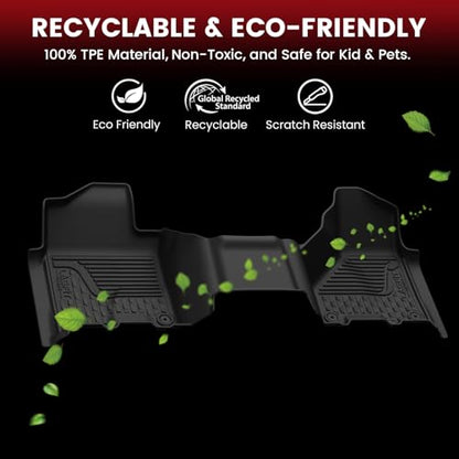 LASFIT Floor Mats 2019-2025 2026 for Ram 2500/3500 Mega Cab Bench Seat, Not for Bucket Seat or Model with PTO KIT or 4X4 Shifter, All Weather TPE Custom Fit Car Mats Floor Liners 1st & 2nd Row, Black - style: 3) 2500/3500 | 2019-2024 | Mega Cab Bench Seat