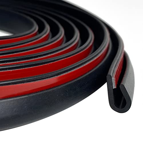 Rubber Edge Trim Black, U Channel Rubber Seal Strip with Self-Adhesive Tape, Fit for 0.15" Edge, 25Ft - color: Black, size: 25Feet