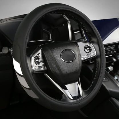 Microfiber Leather Steering Wheel Covers Non-Slip, Breathable 15-16.5 inch Compatible with Toyota 4Runner Tacoma Tundra - color: color-02-gray