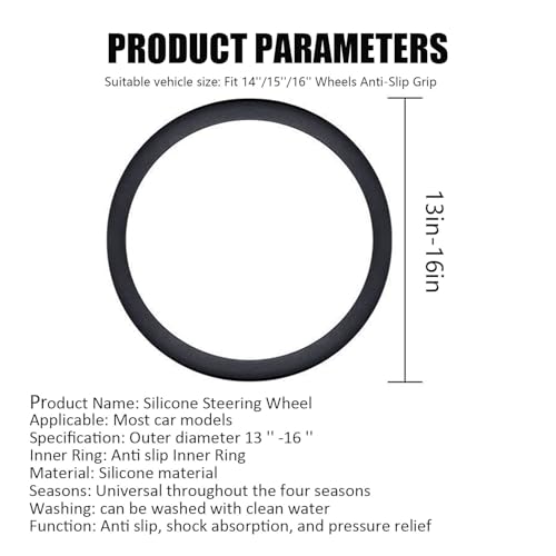 Stretchy Silicone Car Steering Wheel Cover - Universal Fit for Most Cars,Anti Slip Odorless Stretchy Steering Wheel Cover, Fit 14''/15''/16'' Steering Wheel Grip