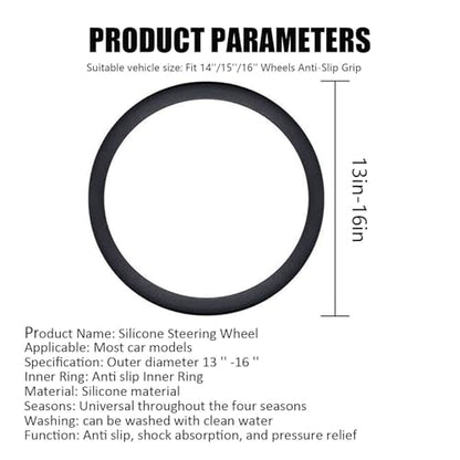 Stretchy Silicone Car Steering Wheel Cover - Universal Fit for Most Cars,Anti Slip Odorless Stretchy Steering Wheel Cover, Fit 14''/15''/16'' Steering Wheel Grip