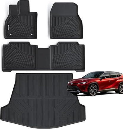 Floor Mats for 2023-2025 Toyota BZ4X / Subaru Solterra, for 2026 Toyota BZ-Woodland / 2026 Subaru Trailseeker, TPE Floor Liners Cargo Mats for BZ4X Accessories - size: 2023-2025 Toyota BZ4X Mats