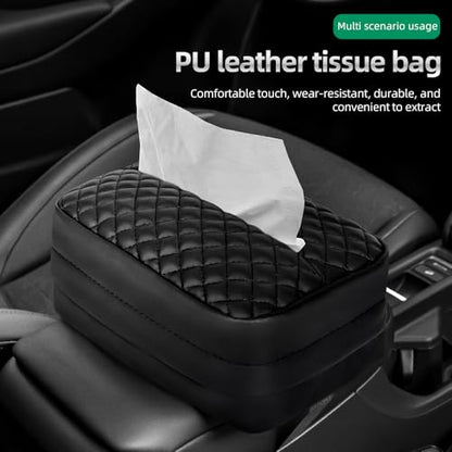 Car Tissue Holder for 120 Standard Tissue Boxes, Facial Tissue Holder for Auto Headrest, Faux Leather Napkin Box Cover, Large Capacity Car Tissue Dispenser Fits for 120 Kleenex Tissues Box (Brown) - color: Brown