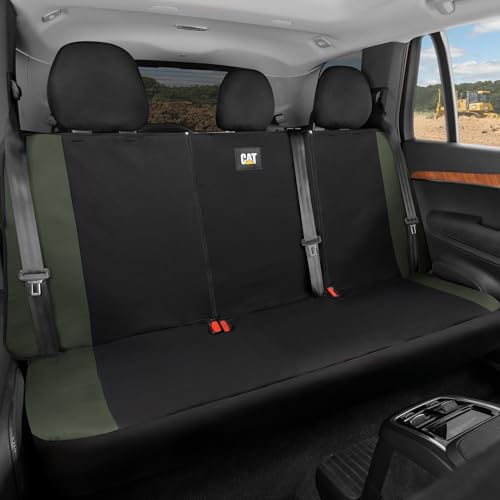 Cat Flexfit Green Rear Seat Cover for Car – Durable Canvas & Mesh Design 60/40 Split Bench Protector for Cars, Trucks & SUVs – Back Seat Cover for Rear Bench – Interior Car Accessory - color: Rear Seat Hunter Green