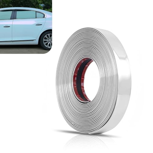 Car Molding Trim, 49Ft Chrome Car Side Moldings, Scratch-Proof Exterior and Interior Molding Trim, 0.24" Wide Self-Adhesive Window Trim Molding, Decorative Strip for All Vehicles (Silver) - color: Silver