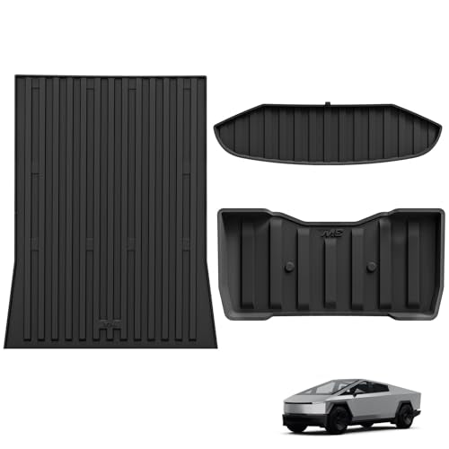 3W Tesla Cybertruck Pickup Trunk Mat Set 2023 2024 2025,TPE All Weather Custom Fit Pickup Frunk Mat Cargo Liner Set, Black - size: 7. Tesla Cybertruck|23-25|Truck Bed Mat Set