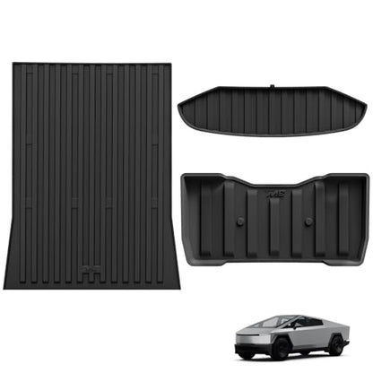 3W Tesla Cybertruck Pickup Trunk Mat Set 2023 2024 2025,TPE All Weather Custom Fit Pickup Frunk Mat Cargo Liner Set, Black - size: 7. Tesla Cybertruck|23-25|Truck Bed Mat Set