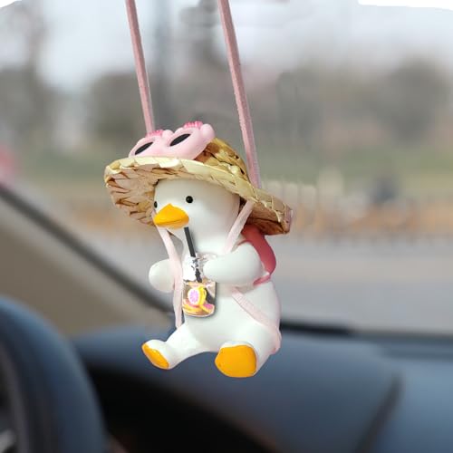 Rear View Mirror Hanging Accessories of Swinging Duck Cool Swinging Duck Car Hanging Ornament Pendant Interior Rearview Mirror Decoration (Grapefruit) - color: Car Hanging Duck Grapefruit
