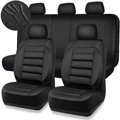 CAR PASS Breatherable Air Mesh Car Seat Covers Full Set, 3D Foam Back Support Automotive Seat Covers, All Season Car Seat Cover Fit Automotive,SUV,Sedan,Van, Airbag Compatible (Black) - color: Black Full Sets