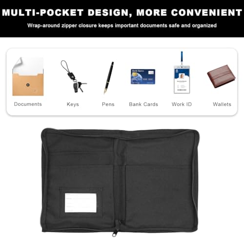 Car Registration Insurance Holder, Multipurpose Glove Box Organizer Car Manual Holder Zippered Case, Vehicle Document Organizer for Essential Gadgets, Driver License, Cards
