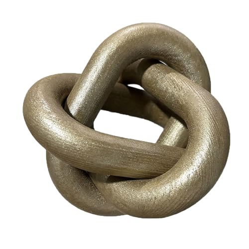 Wood Knot Decor -Coffee Table Decor Shelf Decor Table Books Hand Carved Home Decoration Boho Country Rustic Modern Shabby Chic Style 3 Link Wooden Knot Chain Link Decor (Champagne) - color: Champagne