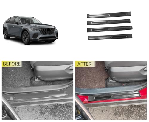 Entry Guards Cover Compatible with Mazda New CX-70 CX70 2025 2026 Outside Door Sills Guard Sills Protector Trim Interior Car Accessories Stainless Steel 4PC(Carbon Fiber Style)
