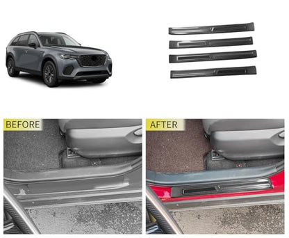 Entry Guards Cover Compatible with Mazda New CX-70 CX70 2025 2026 Outside Door Sills Guard Sills Protector Trim Interior Car Accessories Stainless Steel 4PC(Carbon Fiber Style)