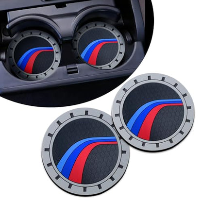 2PCS Car Cup Holder Coasters for BMW X3 X5 X1 X7 X6 X4 X2 Z4 XM iX 328i Interior Decoration Accessories, Non-Slip Silicone Car Cup Holder Insert Coasters, 2.75in