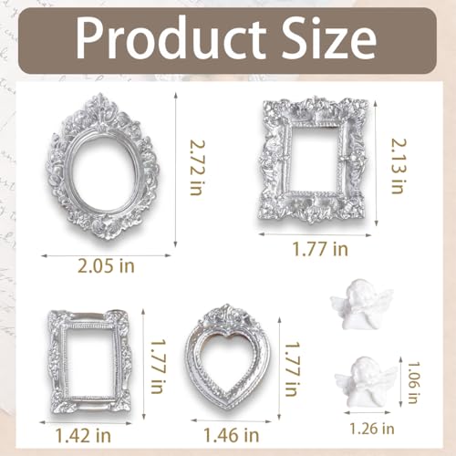 Miniature Dollhouse Accessories 4 Pcs Dollhouse Picture Frames Doll House Furniture for Handmade Lovers and 1:12 Scale Dollhouse Enthusiasts (Silver) - color: Silver Frames