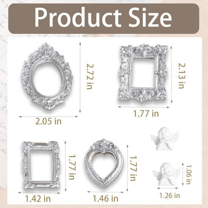 Miniature Dollhouse Accessories 4 Pcs Dollhouse Picture Frames Doll House Furniture for Handmade Lovers and 1:12 Scale Dollhouse Enthusiasts (Silver) - color: Silver Frames