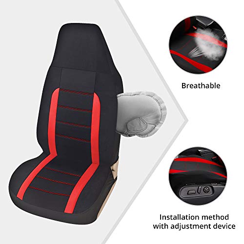 AUTOYOUTH Auto Car Front Seat Covers Bucket Seat Cover Automotive Universal Fit for Car Auto Parts Airbag Compatible- Red - color: Red