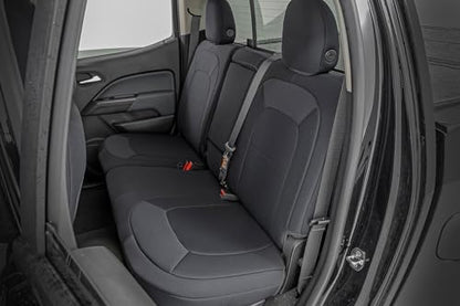 Rough Country Neoprene Seat Covers for Chevy Colorado & GMC Canyon (2015-2022) Front Bucket/Rear Bench - Waterproof & UV Resistant, Foam Padded, Front & Rear Seat Cover Set
