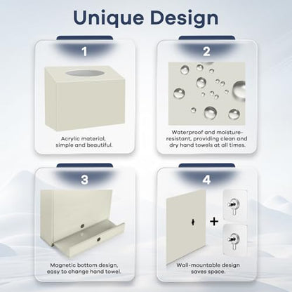 Acrylic Hand Towel Box Cover Compatible with Kleenex Disposable Hand Towels Wall-Mounted Paper Towel Dispenser Suitable for Tabletop, Bathroom, Car, and Office Use Valentine's Day Gifts (Beige) - color: Beige