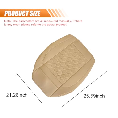 Luxury Faux Leather Car Seat Cover, Anti-Slip Waterproof Universal Front Bottom Seat Protector with Storage Pocket, Triangular Pattern Vehicle Seats Cushion for Sedans, SUVs, Trucks (Beige) - color: Beige