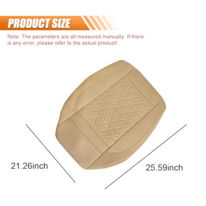 Luxury Faux Leather Car Seat Cover, Anti-Slip Waterproof Universal Front Bottom Seat Protector with Storage Pocket, Triangular Pattern Vehicle Seats Cushion for Sedans, SUVs, Trucks (Beige) - color: Beige