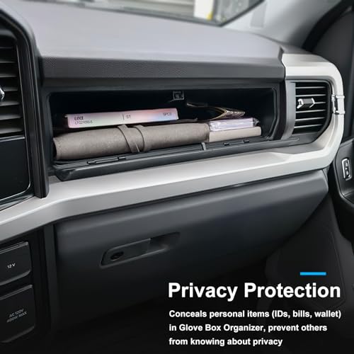 Glove Box Organizer Compatible with 2022-2026 Ford F150 STX XL/2023-2025 Lightning Pro/2025 Lightning XLT Passenger Side Hidden Insert Accessories Glove Storage Compartment Organizer Tray - size: 22-26 F150