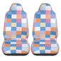 Colorful Retro Checkered Front Seat Covers 2 Pack, Vehicle Seat Protector Car Mat Covers, Fit Most Bucket Seats - color: Colorful Retro Checkered
