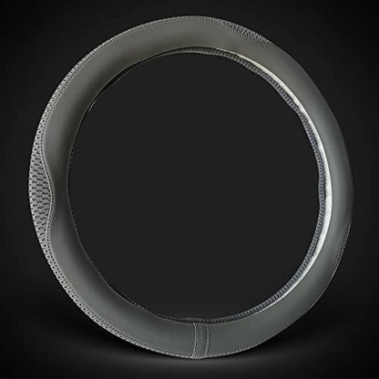 Car Steering Wheel Cover, Universal 15 inch, The Latest Microfiber Leather Breathable Technology Fabric, Non-Slip, Comfortable, Warm in Winter and Cool in Summer, Grey - color: Grey