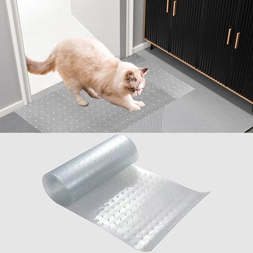 2 Pcs of 3.6FTCarpet Protector for Pets-Cat Carpet Protector for Doorway, DIY Anti-Slip Anti Scratch Under Door Cat Scratch Protector Mat,Easy to Cut Clear PVC Carpet Scratch Stopper - size: 2 Packs