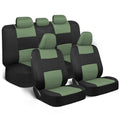 BDK PolyPro Car Seat Covers Full Set Front & Rear - Black/Green - color: Green