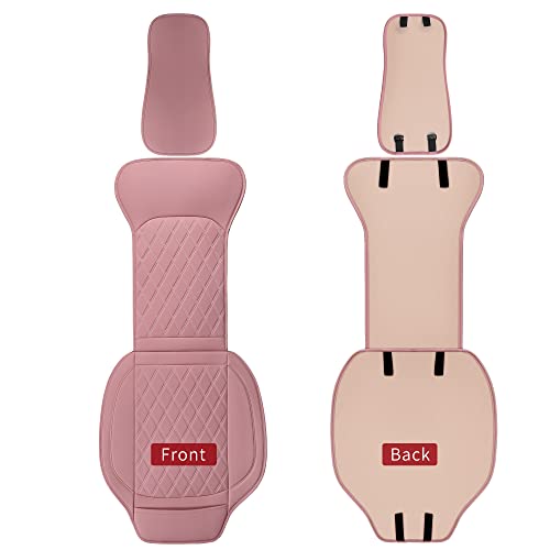 Universal Front Leather Car Seat Covers Pink 2 Pcs Luxury Seat Covers, Anti-Slip Waterproof Auto Driver Cushions Fit SUV Pickup Van Sedan, Chevy Silverado GMC Sierra Dodge Ram Tacoma Ford - color: Pink-FRONT PAIR