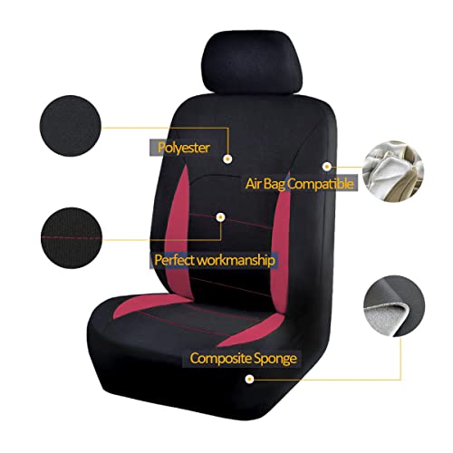 Flying Banner Car Seat Covers Front Seats Rear Bench Polyester car seat Protectors Easy installations Rear Bench Split Classic Man Lady Truck - color: Black Burgundy