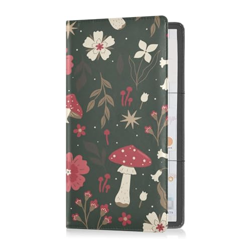 linqin Car Registration and Insurance Card Holder, Forest Mushroom Flower Glove Box Organizer Card Document Wallet - color: Forest Mushroom Flower