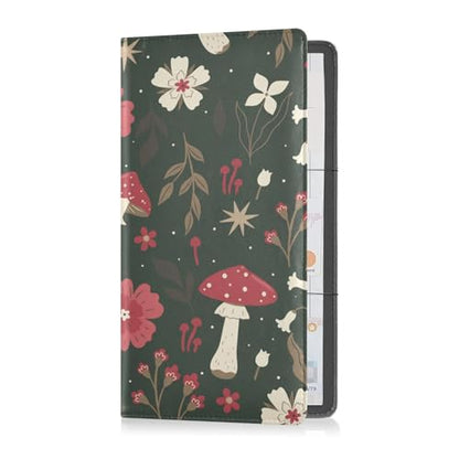 linqin Car Registration and Insurance Card Holder, Forest Mushroom Flower Glove Box Organizer Card Document Wallet - color: Forest Mushroom Flower