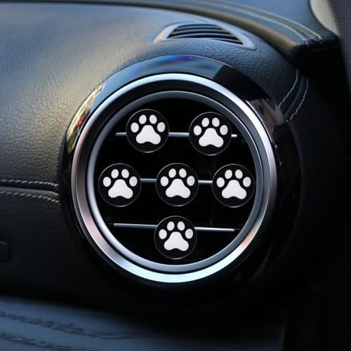 6 Pcs Black and White Dog Paws Air Vent Clips,Cute Dog paws Car Air Fresheners Vents Clips Diamond Vent Clip Car Interior Decor Charm Accessories Decoration for Women,Automotive Air Fresheners