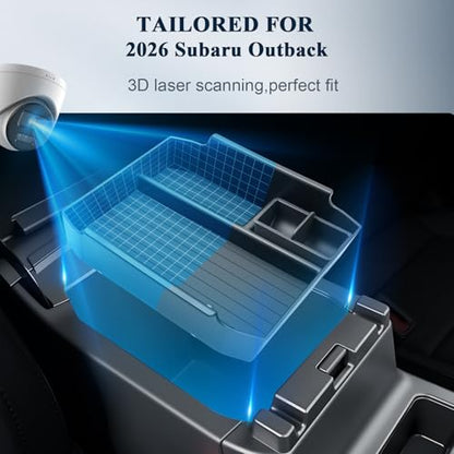 BIBIBO for 2026 Subaru Outback Center Console Organizer 2026 Subaru Outback(Premium,Limited,Touring,Wilderness,Limited XT,Touring XT) Console Insert Tray - color: Black-Single Layer