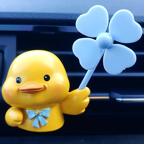 Cute Car Air Freshener Vent Clips, 3D Animal with Mini Fan Diffuser Vent Clip, Air Conditioning Decoration Car Accessories for Women and Men - color: Duck