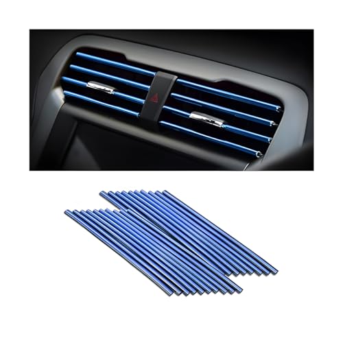 Car Air Conditioner Decoration Strip, 20PCS Flexible Bendable Air Vent Outlet Trim, Automotive Interior Moulding Decorative Accessories, Compatible with Most Vehicle (Blue) - color: Blue
