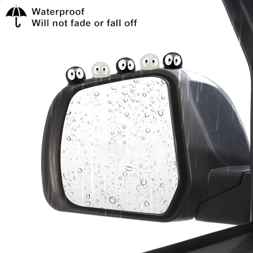 60Pcs Soot Sprites Car Mirror Decorations with Adhesive Dots - 50 Black & 10 Glow in Dark Rearview Mirror Charms - Kawaii Anime Ornaments for Dashboard, Hanging Decor - Unique Easter Gift