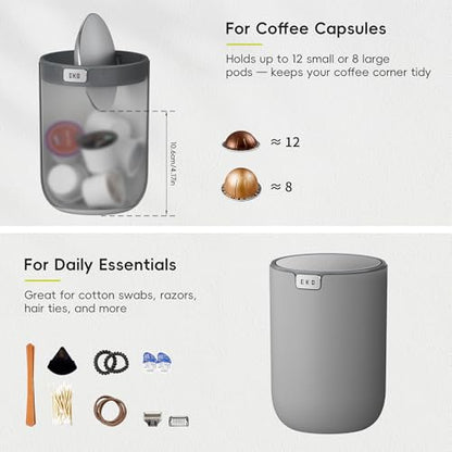 EKO Mini Desk Trash Can with Swing-Top Lid 0.4 Gallon Small Table Round Wastebasket for Office, Home, Car (Grey) - color: Grey, size: Tabletop 1.5 Liters