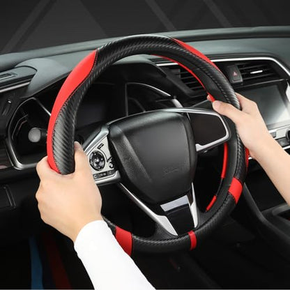 Microfiber Leather Car Steering Wheel Cover for Kia,14.5-15 inch (Black+Red-Standrad Size) - color: D-Black+Red