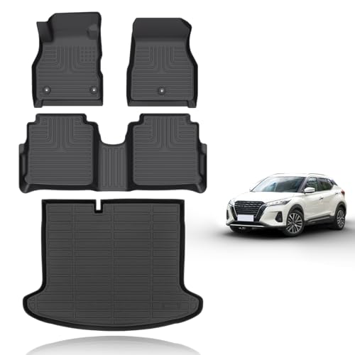 All Weather Car Floor Mats & Cargo Liner Set Fit for Nissan Kicks 2018 2019 2020 2021 2022 2023 2024 Floor Liners Trunk Liner Kicks Cargo Mat Accessories Black - style: 4)For Nissan Kicks 2018-2024 Full Set