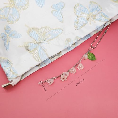 CASONA Flower Car Charm,Lily of the Valley Car Rearview Mirror Hanging Accessory,Rainbow Bellflower Acrylic Leaf Decor,Cute Ornament Gift for Women
