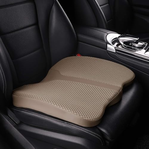 Comfort Memory Foam Seat Cushion for Car Seat Driver, Tailbone (Coccyx) Pain Relief Pad for Driving, Office Chair (Beige) - color: Beige