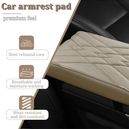 Car Center Console Cover, Memory Foam Vehicle Arm Rest Seat Box Cushion Pad, Scratch & Wear Resistant Automotive Middle Console Protector, Universal for SUV Automobile Truck (Beige) - color: Beige